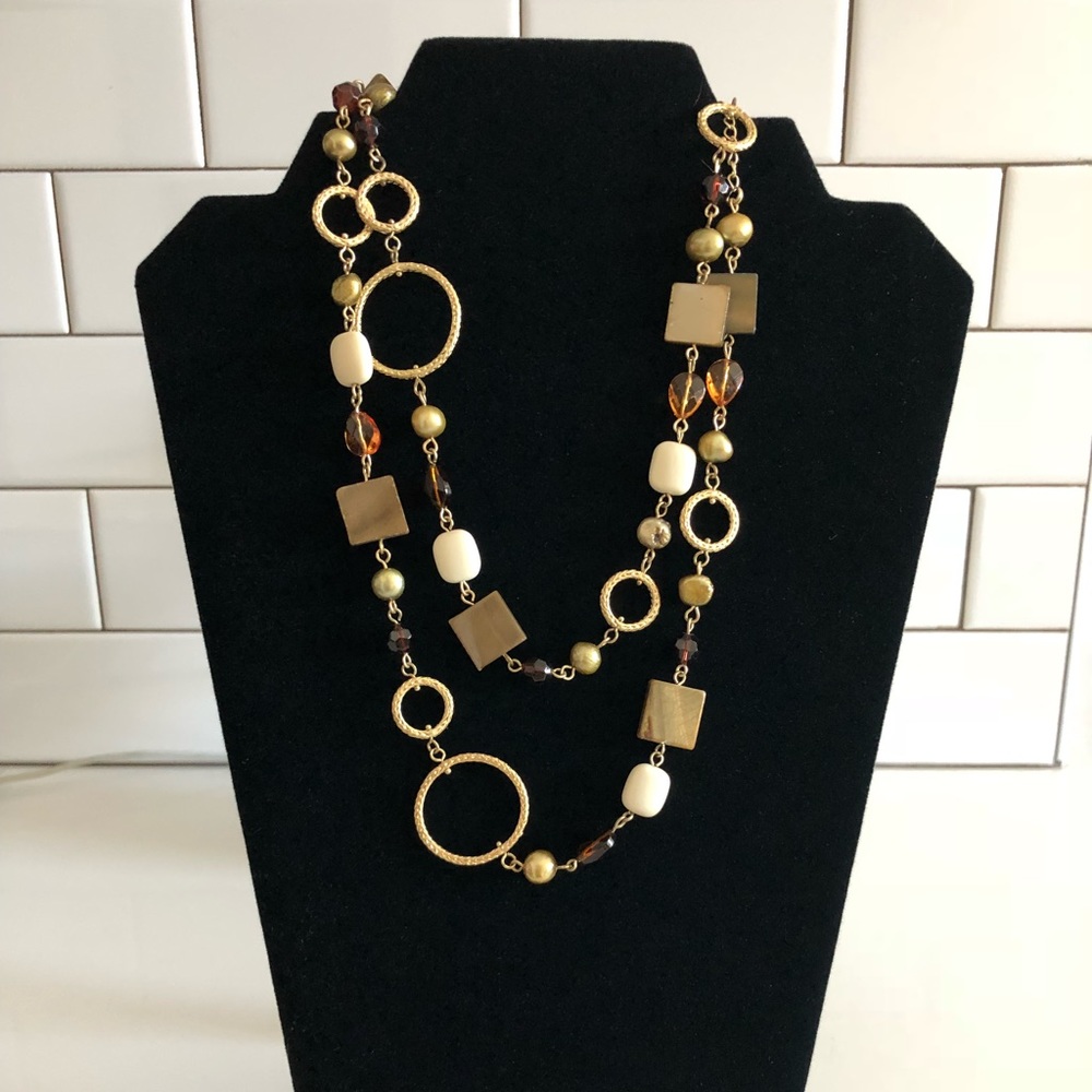 Lia Sophia Gold Tone and Warm Hue Stones Necklace